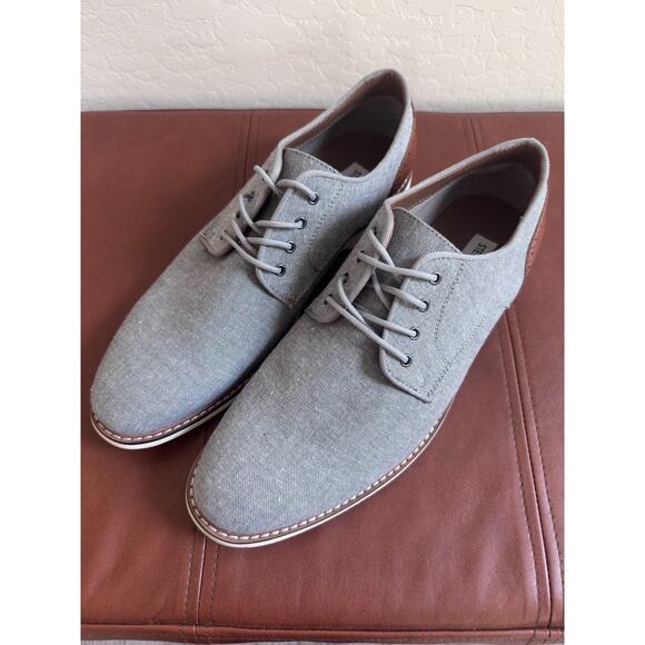 Steve Madden Men’s Grey Canvas Oxford Shoes Lace Up Size 10 Gray & Brown - Picture 10 of 13